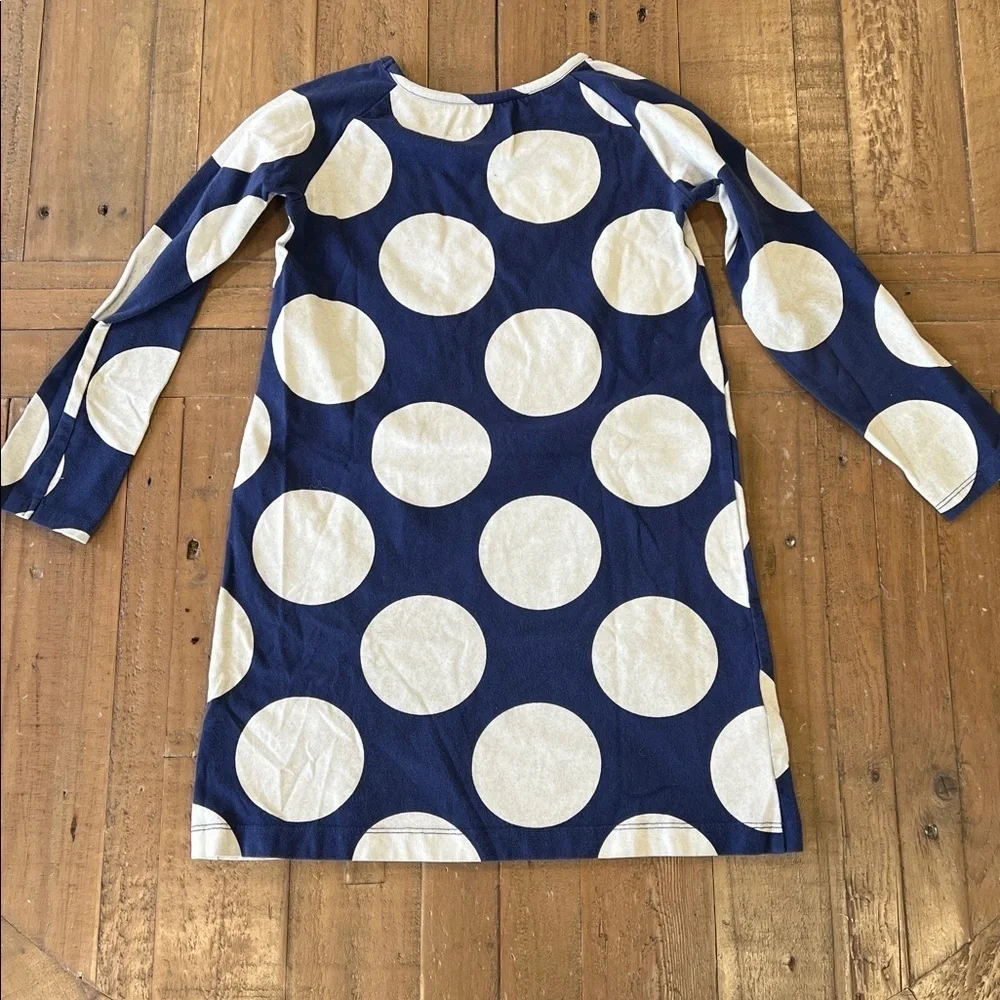Mini Boden polka dot jersey pocket dress 5-6 years tunic blue gray